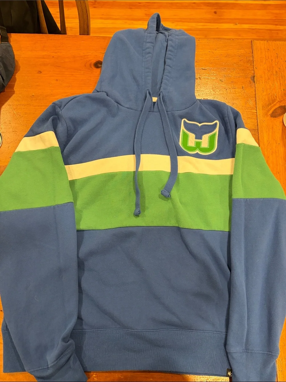Men's Hartford Whalers Striped Hoodie with Crest Patch